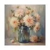 14x14" Pink florals in a glass jar in oil paint style print