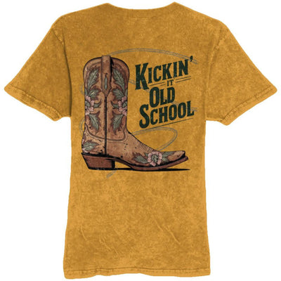 Vintage-Inspired Cowboy Boot Graphic Tee - "Kickin' It Old School