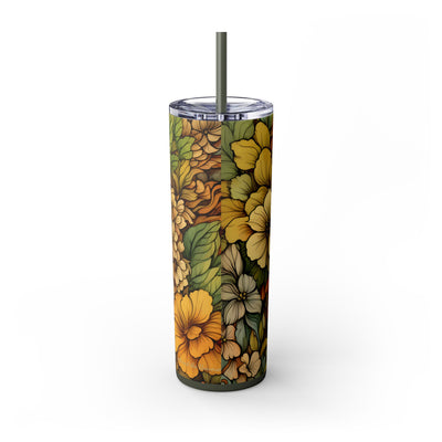 Earthy Vintage Blooms Skinny Tumbler