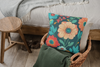 Bloom Burst Faux Suede Throw  Pillow