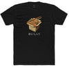 4.3 oz unisex t shirt 100% combed ring spun cotton with a noodle in a take away box front design in black