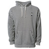 10 oz hoodie in houndstooth pattern  in black and white with embroidered logo